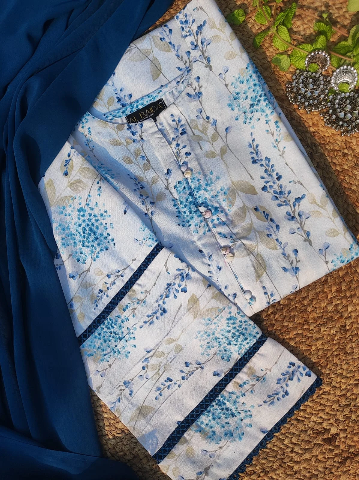 Blue Blossom Floral Suit